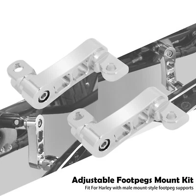 Chrome Adjustable Foot Peg Mounting Footpeg Extension Kit Fit For Harley Softail - Image 1 of 4