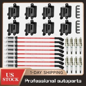8 Pack Square Ignition Coil & Spark Plug Wire For Chevy GMC 4.8L 5.3L 6.0L 8.1L - Picture 1 of 13