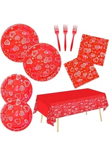 Valentine's Day Party Supplies Tableware Set Lovely Heart - Picture 1 of 9