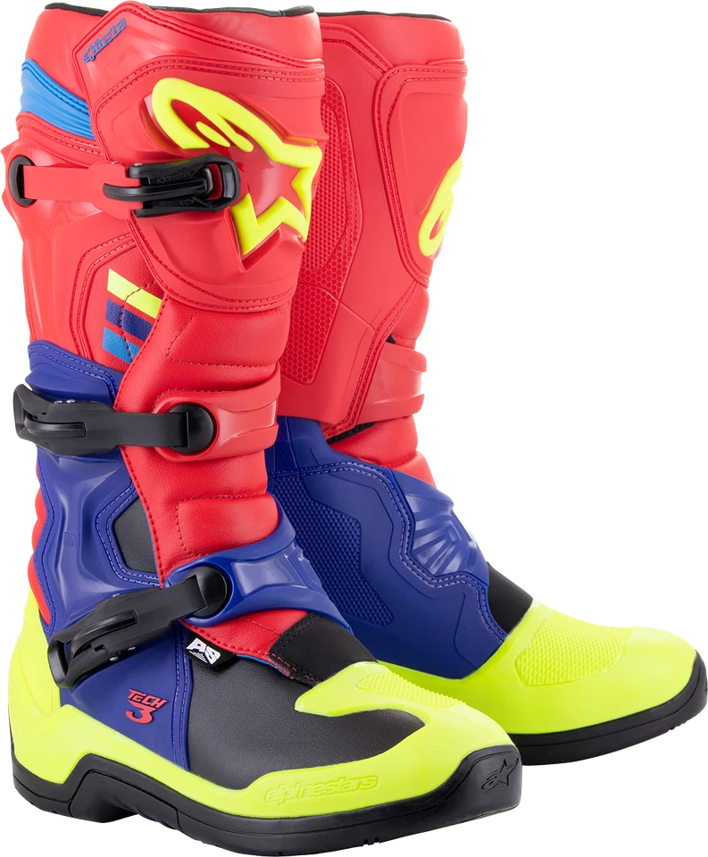 Botas Alpinestars Tech 3 Rojo/Azul/Amarillo Fluorescente 9 Foto 1 de 1