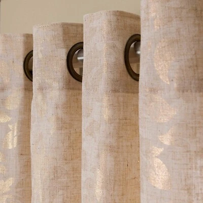 Miller Cortinas Kailey Ojal (1) Panel Cortina 50X 108 Pulgadas Natural Beige Dorado Foto 1 de 4