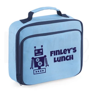 Personalised Kids Childrens Insulated Packed Lunch Bag (Blue)- 'Robot' - Picture 1 of 1