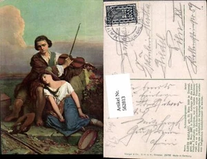 562813,Künstler Ak Louis Gallait Schmerzvergessen Geige Tamburin Musikinstrument - Picture 1 of 1