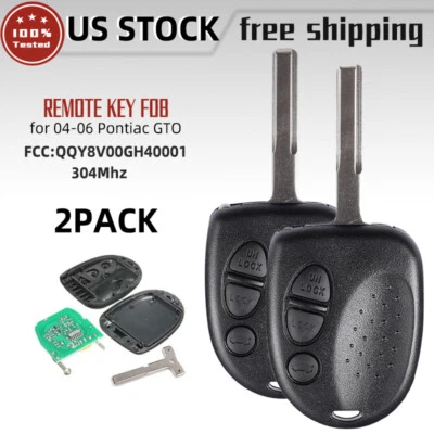 2 para Pontiac GTO 2004 2005 2006 3 botones sin cortar mando a distancia llavero FCC QQY8V00GH40001 Foto 1 de 4