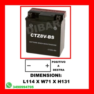 BATTERIA MOTO CTZ8V-BS 12 V YAMAHA X-MAX DAL 2016 CC300 - Imagen 1 de 2