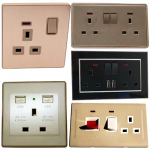 Double Wall Socket 13 Amp 1/ 2 Gang USB Electric Charger Power Port UK Plug - Picture 1 of 68