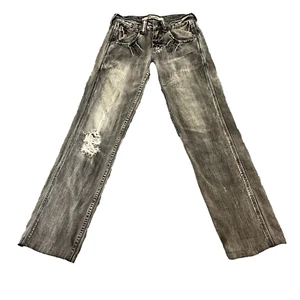 Womens Jeans Straight Leg Distressed Whiskers Faded Grey Wrangler W28 L30 - Picture 1 of 13