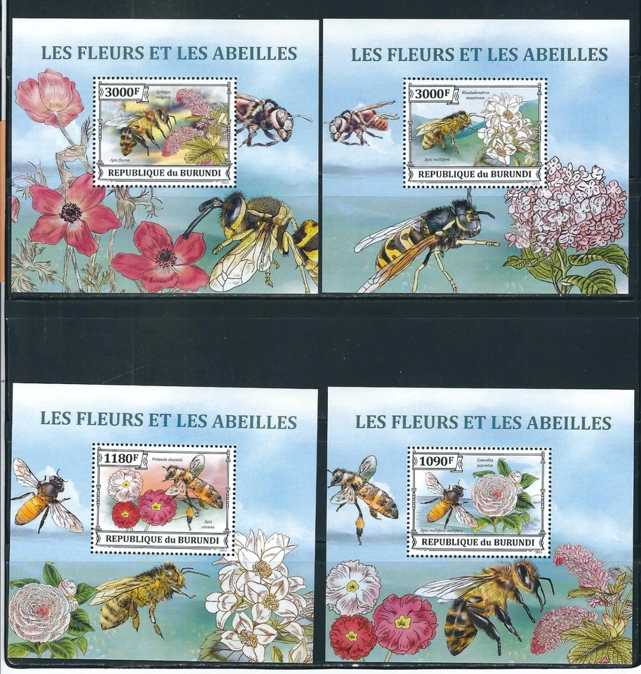 Burundi SC # 1398 flores y abejas. MNH Foto 1 de 1