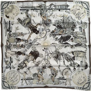 Hermes Kermit Oliver Les Danses Des Indiens Scarf in Box - 36” - Picture 1 of 9