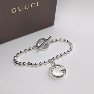 GUCCI Pulsera Brazalete Plata 925 Mujer Accesorio Auténtico - Imagen 1 de 24