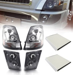 Chrome Headlight and Fog Light Set & Pair Air Filters for Volvo 2004-2018 VNL VN - Picture 1 of 6