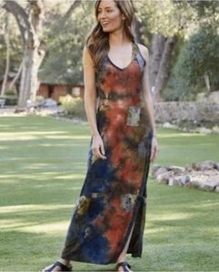 Karen Kane Casablanca Side Slit Tie Dye Patchwork Stretch Maxi Dress 1X/2X $149 - Picture 1 of 8