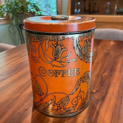 Антикварная круглая рекламная жестяная банка для кофе Americana Country Tindeco Co литография - Изображение 1 из 4