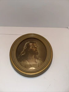Estampado Sallman CABEZA DE CRISTO OVALADO ENMARCADO EN MADERA COLGANTE DE PARED - 11/3/4" x 14-3/4" - Imagen 1 de 5