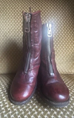 AS 98 Moto Dekker Rugged Rusty Brown Leather Zip Fronts Cushioned Boots NEW 8 - Image 1 of 4