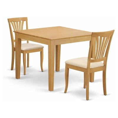 East West Furniture Oxford 3-piece Traditional Wood Dining Table Set in Oak - Image 1 of 4