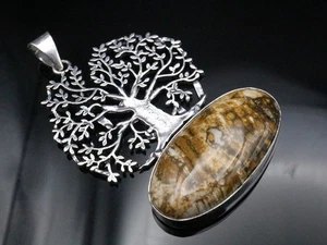 GOLDJUNGE69 GW OCEAN JASPIS OVAL UNIKAT BAUM - LEBEN EDELSTEIN-ANHÄNGER TOP - Bild 1 von 4