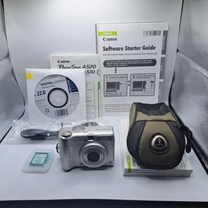 Canon Powershot A510 Digital Camera 3.2 MP 4X Zoom Box W/ Accessories Tested - Picture 1 of 11
