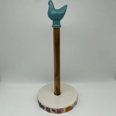 Toallero de papel base madera y gres de acacia pollo mujer Pioneer Foto 1 de 4