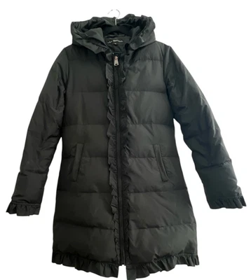 Chaqueta acolchada Via Spiga para mujer mediana negra con volantes bolsillos recortados Foto 1 de 4