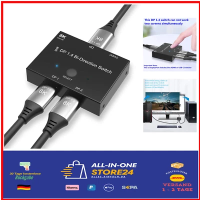 DisplayPort Converter 8K Hochspeed Bi Directional Switch Splitter flexibel - Bild 1 von 4