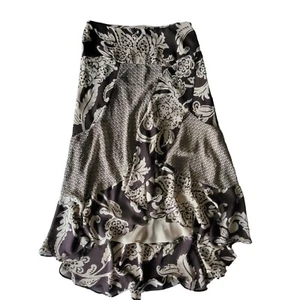 Bandolino Womens Size 4 Brown Beige High Low A Line Skirt Y2K Flowy - Picture 1 of 17