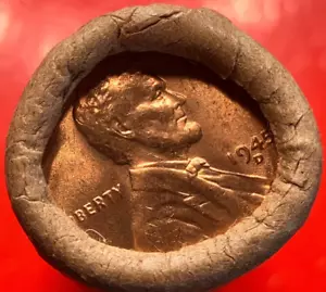 1945-D Lincoln Wheat Cent Penny Roll GEM RED Uncirculated Sealed Old Bank Wrap - Picture 1 of 6