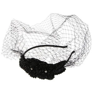 Mesh Headdress Manual Decor Headwear for Lady Woman Female (Black) - Picture 1 of 12