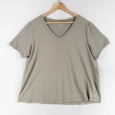 Camiseta Lane Bryant Tejida Top Mujer 3X Verde Salvia Algodón Modal Informal Foto 1 de 4