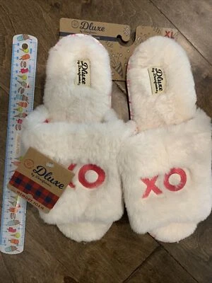 Zapatillas Dearfoams de lujo para mujer XL 11/12 San Valentín boda "XO XO" difusas Foto 1 de 3