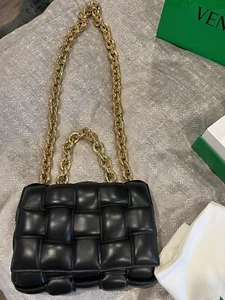 Bottega Veneta Cassette Gold Chain Crossbody Bag Padded Maxi Intrecciato Leather - Picture 1 of 23
