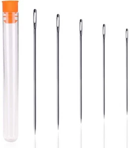 5 Size Large Eye Stitching Long Needles Kit with Storage Tube Hand Sewing Needle - Picture 1 of 9