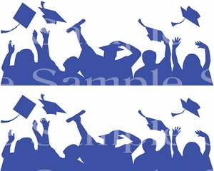 Blue Graduation Party ~ Edible 2D Fondant Cake 2 Strip Side Topper ~ D24415 * - Picture 1 of 1