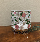Bath & Body Works Floral Toss Pink & White 3 Wick Candle Holder Pedestal NEW
