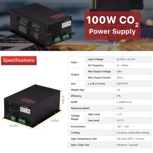 80W 100W CO2 Laser Netzteil PSU für Lasergravierer Cutter MYJG-100W 110V - Bild 1 von 7