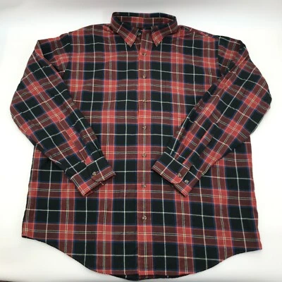 Jacob Miller Shirt Mens XL Plaid Rust Orange Blue Black Long Sleeve Cotton Wool - Image 1 of 4