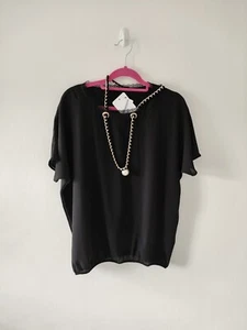 Nuevo con etiquetas Quiz Mujer Negro Top Informal Talla S 8 10 Con Collar Fiesta - Imagen 1 de 8