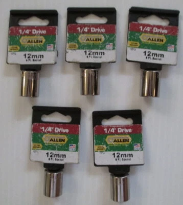 Allen brand 12mm hex socket lot of 5 10712 1/4 drive" - Image 1 of 2