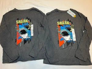 2X Boys Cat & Jack Gray long sleeve shark bait Shirt size L 10/12 - Picture 1 of 6