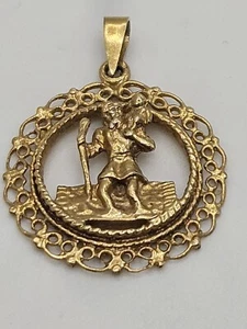 Ciondolo San Cristoforo vintage in oro giallo 14 kt 3,2 grammi - Foto 1 di 12