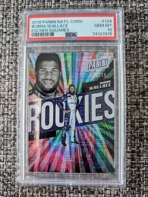 RARE 2018 Panini Nat'l Convention Bubba Wallace Escher Squares 5/25 PSA 10 - Image 1 of 3