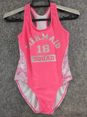 Traje de baño Real Love niña 7 8 una pieza rosa plata púrpura sirena escuadrón espalda cruzada Foto 1 de 4