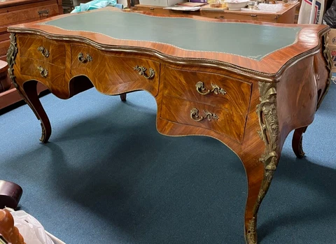 1900's FRENCH LOUIS XV WRITING DESK Leather & Ormolu LOCAL PICKUP North Carolina Cover