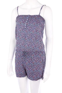 H&M DIVIDED Playsuit Träger Viskose Blumen D 38 rosa Beerentöne Blau-Töne - Bild 1 von 4