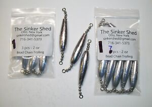 2 oz inline Trolling Sinkers - #2 75# bead chain - FREE SHIPPING
