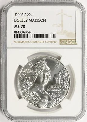 1999-P $1 Dolley Madison Commemorative Dollar NGC MS70 - Image 1 of 4