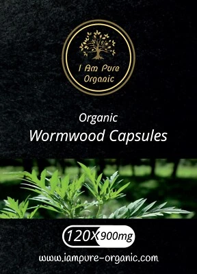 I AM PURE ORGANIC Wormwood (Artemisia absinthium) 900mg Vegan Capsules 100% Organic High Strength