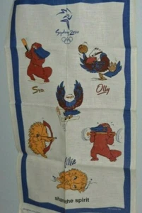 Toalla de té Olympics Sydney 2000 Olly Millie Syd. by Rodriguez NOS Lino Vintage  - Imagen 1 de 5
