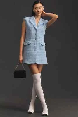 Новый с Ярлыками Anthropologie Maeve без рукавов Tweed Blazer мини-платье Sz 14 синий 9F407 - Изображение 1 из 4