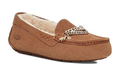 UGG ciabatte da donna mocassini Ansley Chain mocassino castagno 1127330 pelle di agnello .36